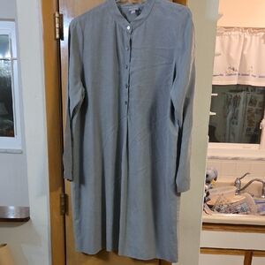 J. Jill Long Sleeve Gray 100% Washable Silk XL Dress
